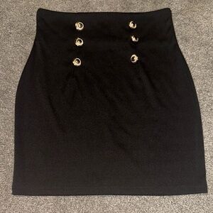 SHEIN Black Mini Skirt with Gold Buttons